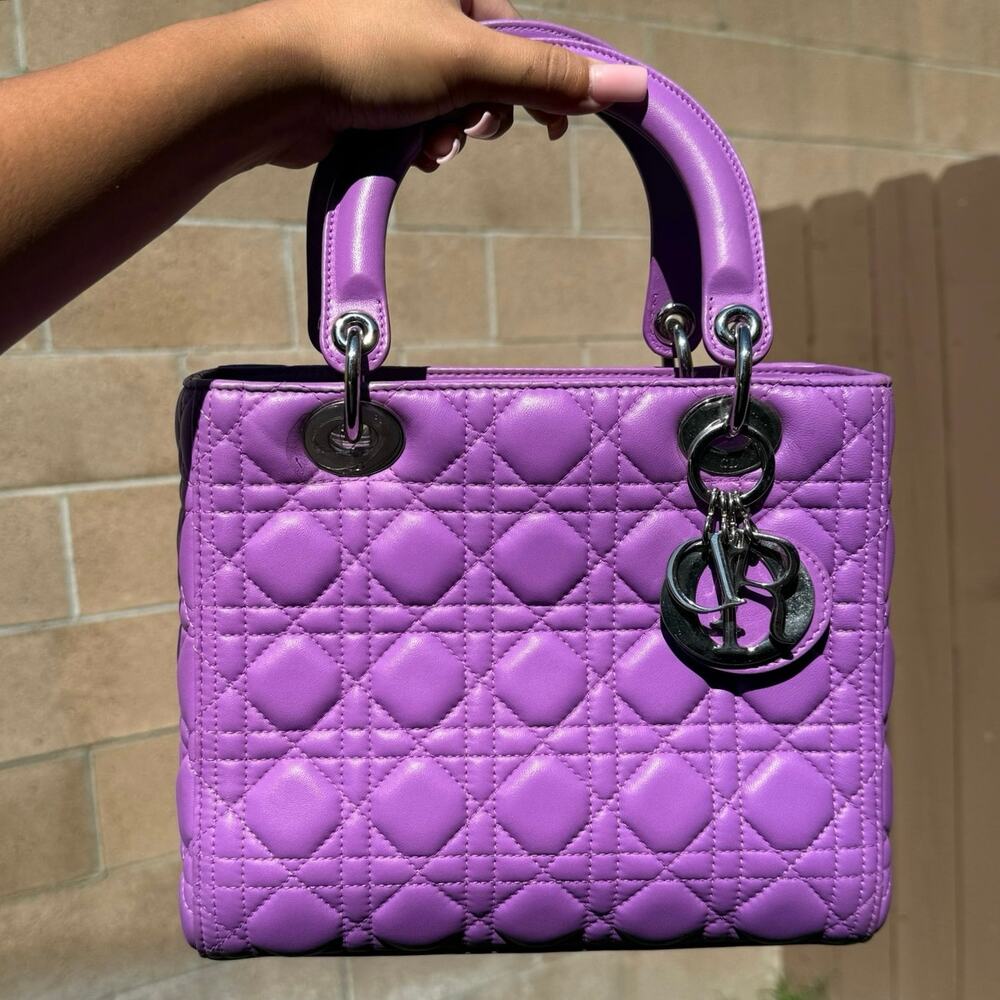 💎✨BEAUTIFUL✨💎Authentic Christian Lady Dior Cannage 2-Way Handbag Purple